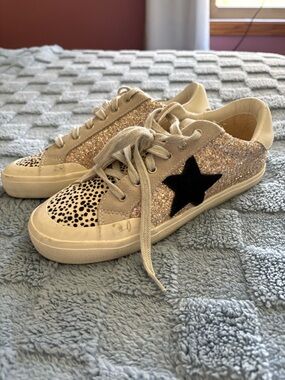 Vintage Havana Glitter Star Sneakers in Silver and Black